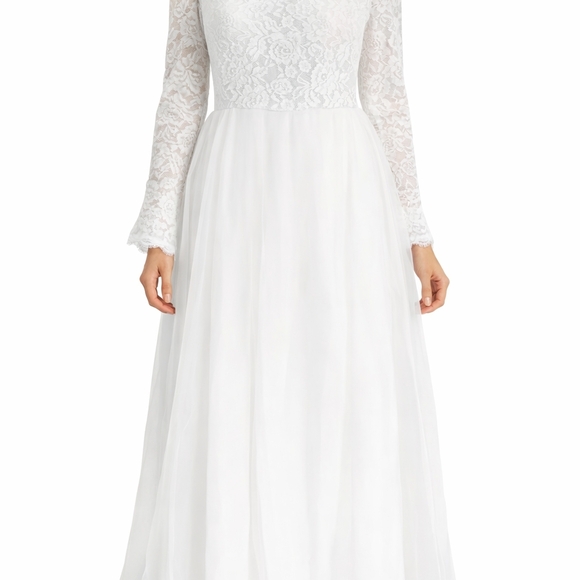 Faeriesty Dresses & Skirts - Elegant White Lace Long Sleeve Dress